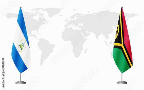 Nicaragua and Vanuatu flags for official meeting