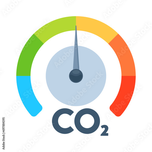 Nature - Environment - Climate Change - Decarbonization - Gauge Meter Measuring Medium Levels of Carbon Dioxide (CO2) 