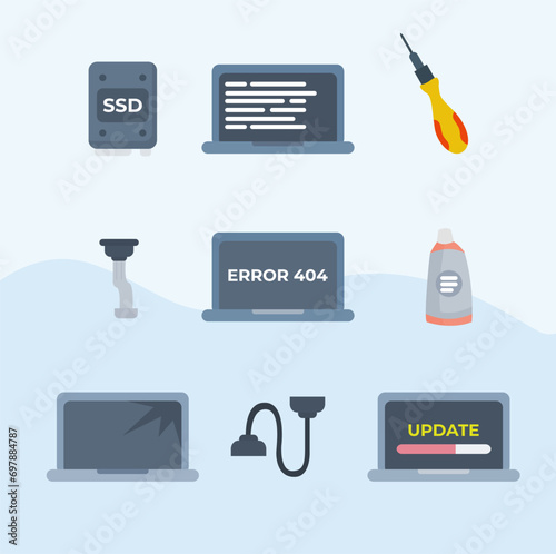 vector technology with devices in flat style