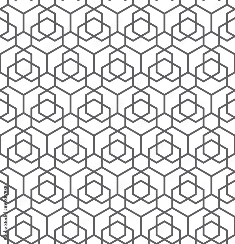 Seamless abstract geometric pattern in hexagon style