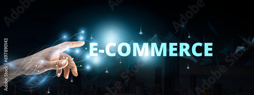 E-Commerce, Online chopping Internet business concept on virtual screen. Target customer, buyer persona, customer behavior concept. Marketing plan and strategies.