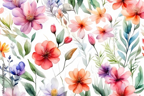 Beautiful flower with water colors painting style floral pattern flower clip art isolated watercolor flowers background  floral pattern