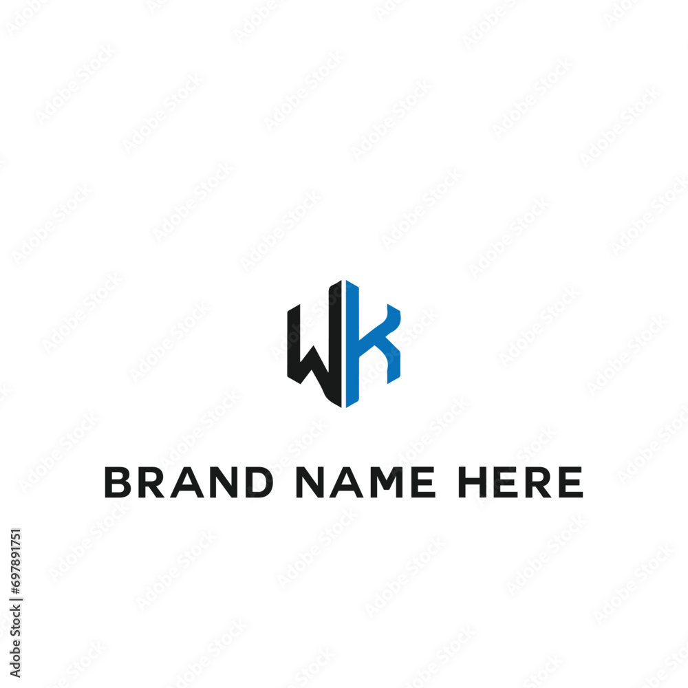 WK logo. W K design. White WK letter. WK, W K letter logo design. Initial letter WK linked circle uppercase monogram logo. W K letter logo vector design.	

