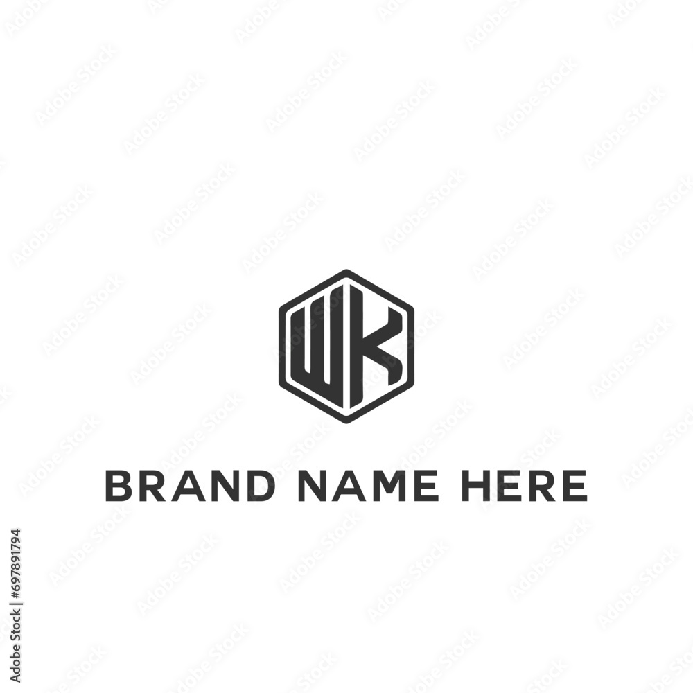 WK logo. W K design. White WK letter. WK, W K letter logo design. Initial letter WK linked circle uppercase monogram logo. W K letter logo vector design.	
