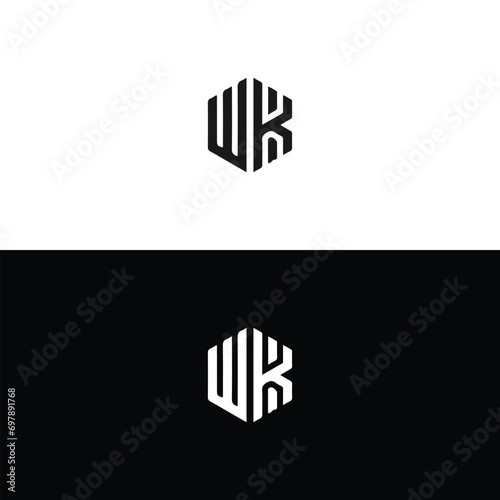 WK logo. W K design. White WK letter. WK, W K letter logo design. Initial letter WK linked circle uppercase monogram logo. W K letter logo vector design. 