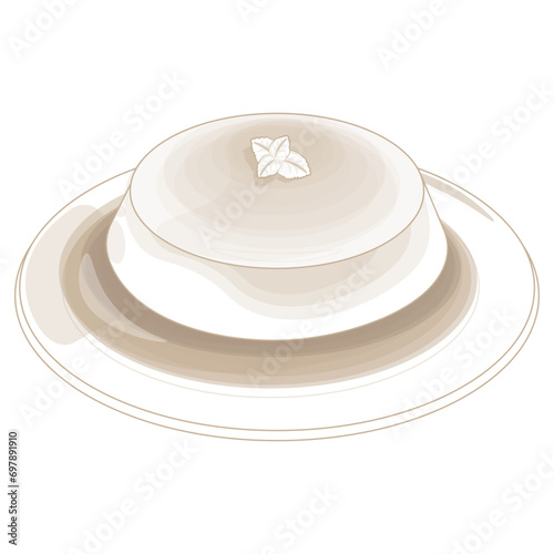 Logo illustration vector Line art Panna cotta dessert 