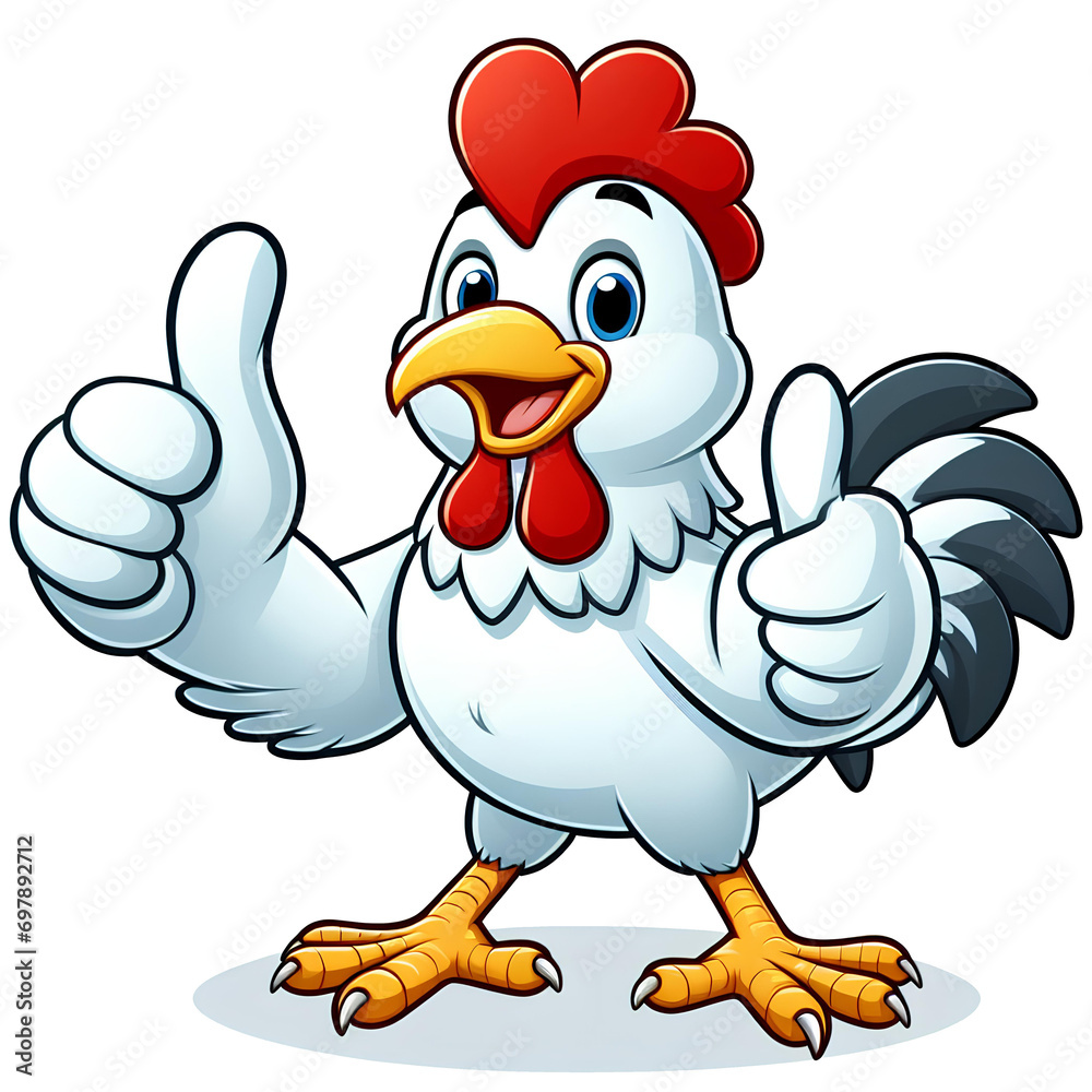 cartoon chicken with OK thumbs up