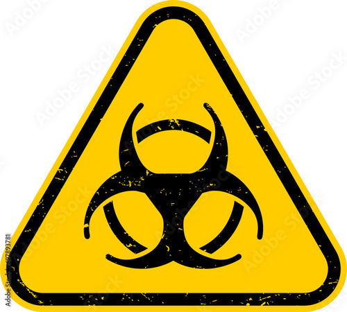 Yellow grunge danger sign, warning sign, biohazard sign