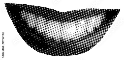 Retro halftone collage elements, halftone effect design, smile, mouse, teeth retro design	 photo