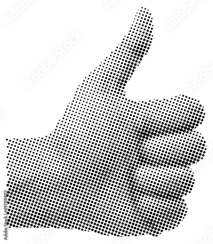 Retro halftone collage elements, halftone effect design, thump up retro design	