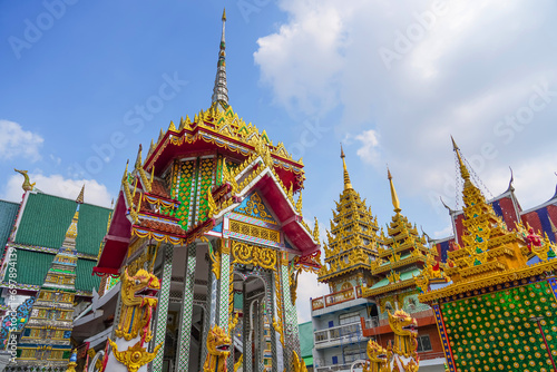 Buddhist temples in Thailand. View of traditional style roofs Waramartaya Punthasatharam Khun Chan Temple