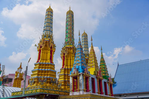 Buddhist temples in Thailand. View of traditional style roofs Waramartaya Punthasatharam Khun Chan Temple photo