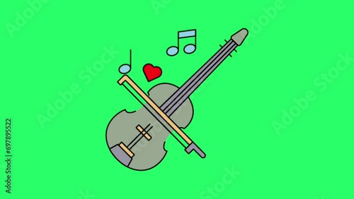 Animation violin isolae on green background.
 photo