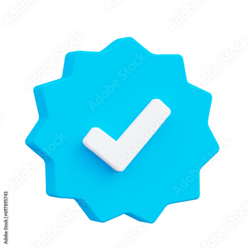 3D Social media platform, online social communication application concept, verified 3D badge
