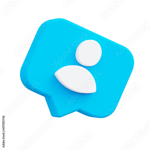 3D Social media platform, online social communication application concept, add friend message 3D