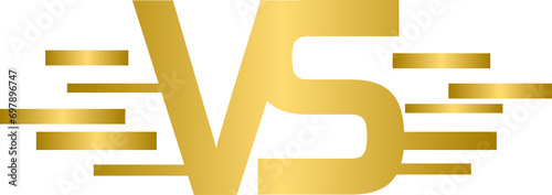 Canvastavla Golden versus vs icon, gold versus letter, golden vs icon