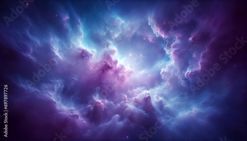 Deep-space nebulae with purple and light-blue hues, 13K resolution