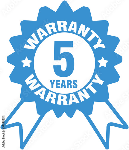 5 years warranty label, 5 years warranty badge