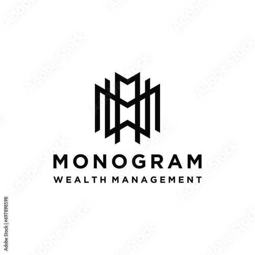 Initial Letter M W MW MWM Monogram with Modern Geometric Line Art Logo Design photo