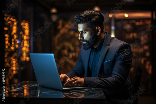 man workin in laptop