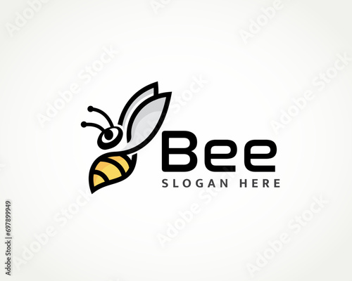 unique flying fast attack bee logo design template illustration inspiration