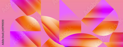 Serene gradient template. Circles and triangles mingle in minimalist perfection. Gentle fusion of forms and hues creates balanced yet captivating backdrop, embodying modern sophistication