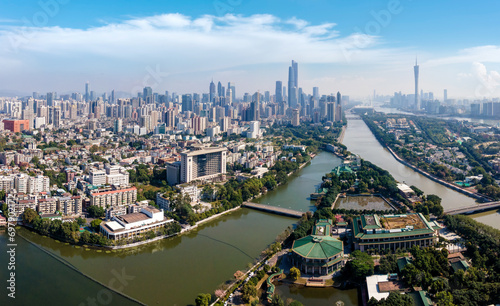 Fototapeta Naklejka Na Ścianę i Meble -  Aerial photography of the Pearl River coastal cities in Guangzhou..