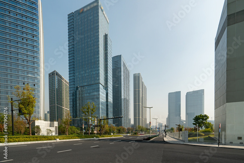 Streets and modern cityscape of Hangzhou  China