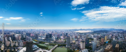 Aerial view of modern city skyline of Hangzhou, China © 昊 周
