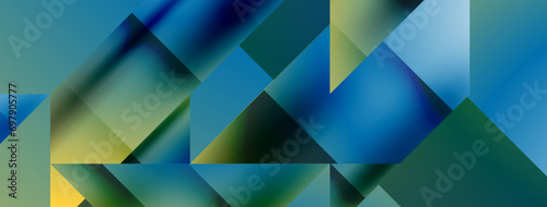 Vivid abstraction unfolds. Triangles in seamless harmony, composing dynamic geometric backdrop. Interplay of angles and hues forms captivating tapestry, evoking modernity and artistic allure