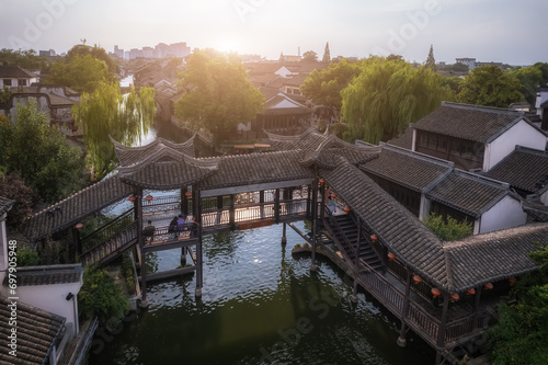 Aerial photography of Nanxun Ancient Town in Jiangnan Water Town.. photo