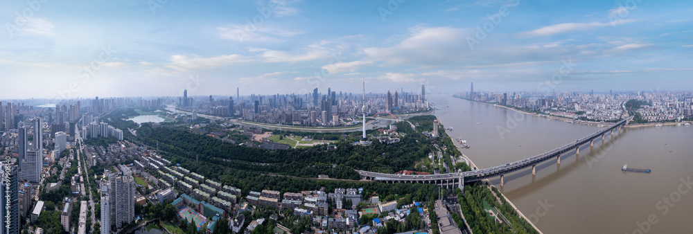 Fototapeta premium Aerial photography of the skyline of urban architecture in Wuhan..
