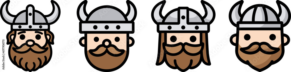 viking helmets beards logo vector set viking helmets beards logo vector set