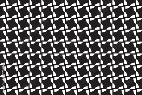 Geometric of tile pattern vector. Design round quarter white on black background. Design print for illustration, textile, carpet, cloth, cover, card, background, wallpaper. Set 3