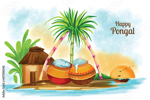 Happy pongal holiday harvest festival celebration card background