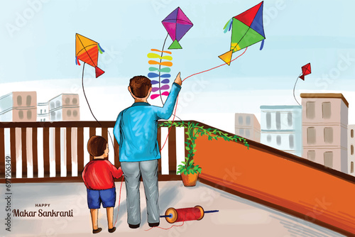 Happy makar sankranti greeting card holiday background