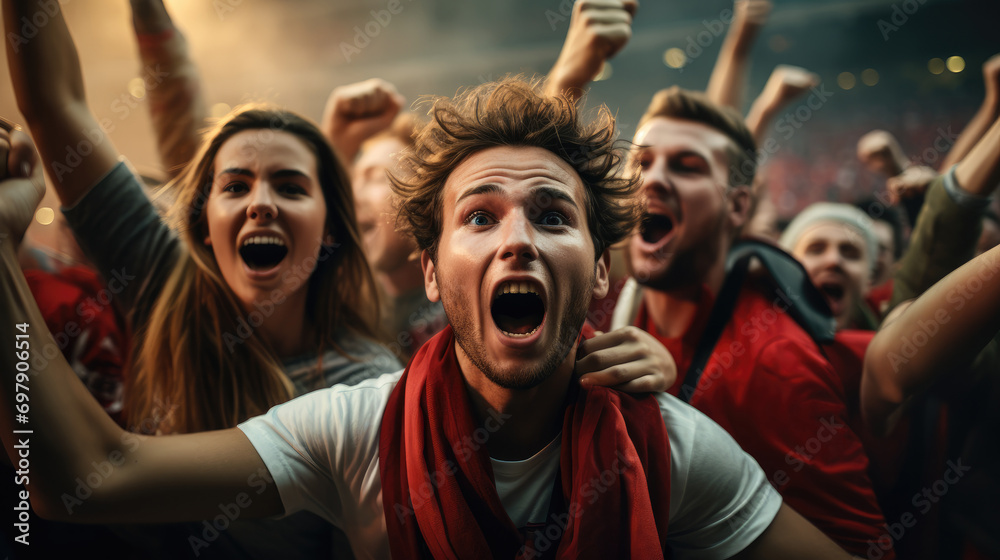 Soccer fans big surprise because their team win. Generative AI. Soccer fans big surprise because their team win. Generative AI.