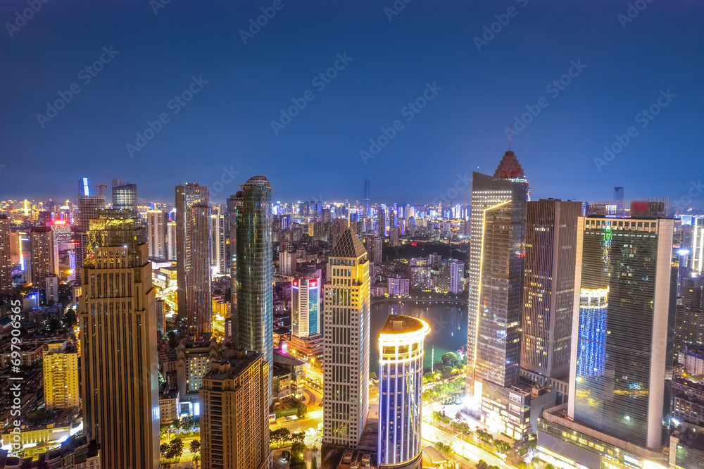 Naklejka premium Aerial photography of the skyline of urban architecture in Wuhan..