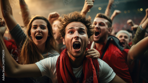 Soccer fans big surprise because their team win. Generative AI.