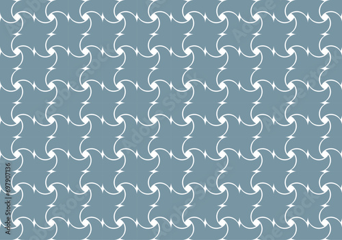Geometric of tile pattern vector. Design waves white on pastel blue background. Design print for illustration, textile, carpet, cloth, cover, card, background, wallpaper. Set 2
