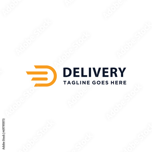 Modern Initial Letter D with Fast Motion Art Style For Delivery Logo Design.