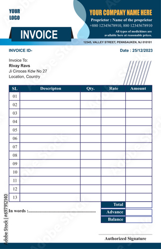Invoice template design vector file
