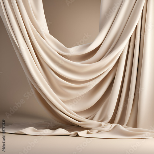background of silk drapery in light beige gradient color	