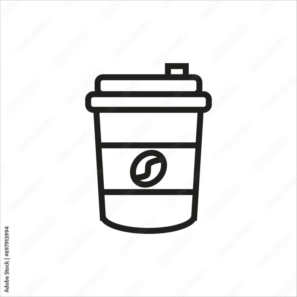 coffe papper cup vector icon line coffe papper cup vector icon line