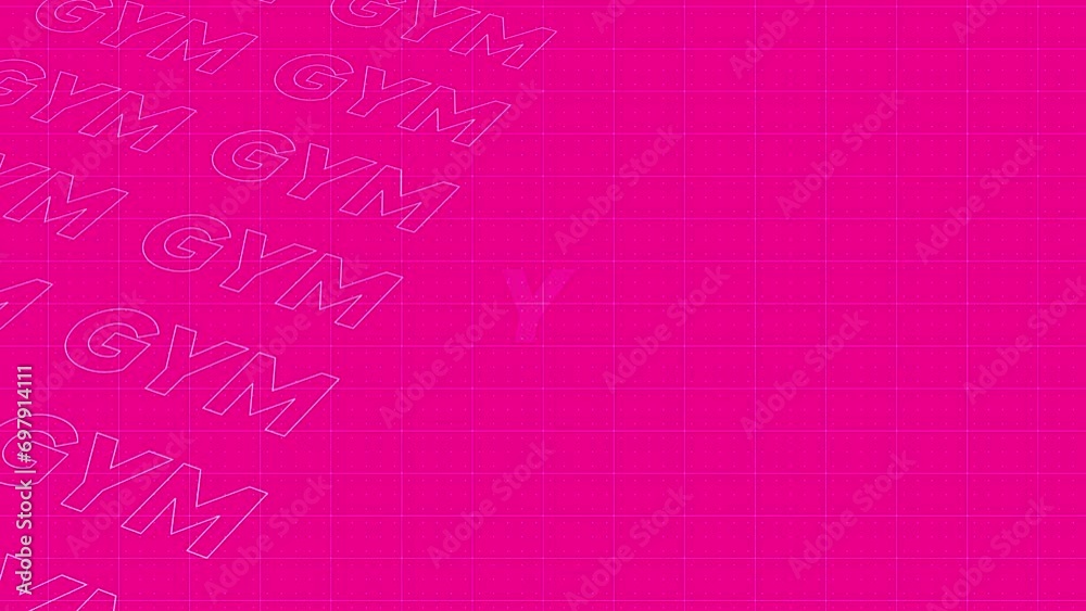 GYM pink creative promotion program broadcast sport design. Promo title page dynamic animation loop. Rows intro stream up attractive show screen seamless background card.