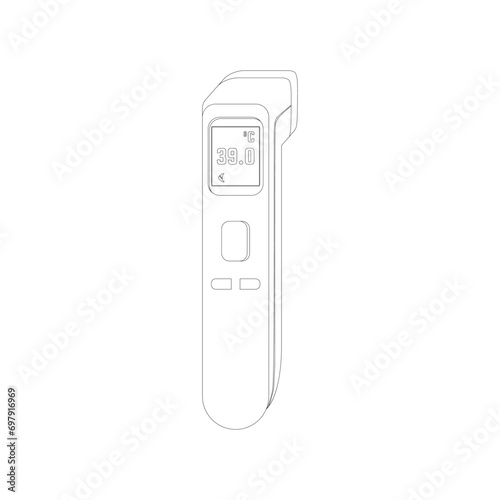 Non-contact digital thermometer in outline flat icon vector illustration. Editable graphic resources for many purposes.