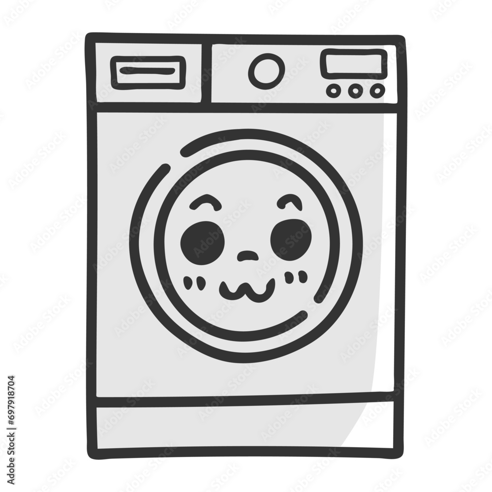hand drawn washing machine single sticker with various expressions hand drawn washing machine single sticker with various expressions