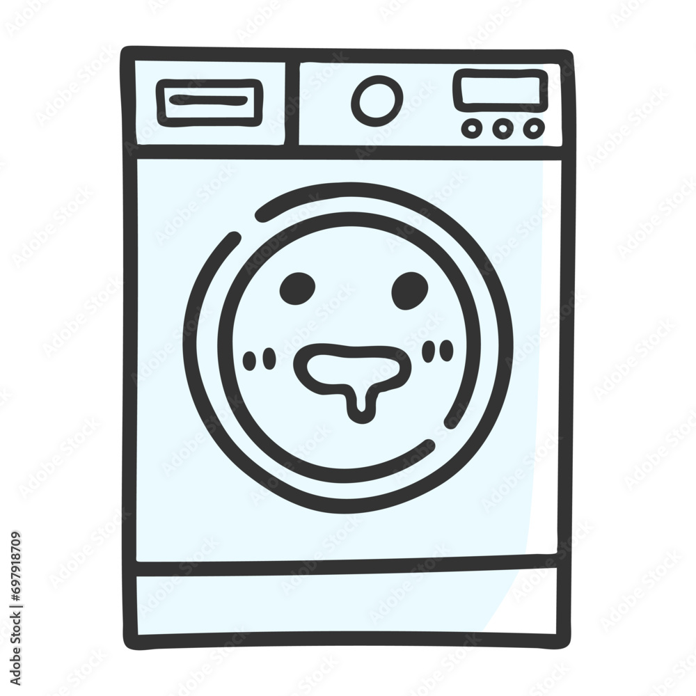 hand drawn washing machine single sticker with various expressions