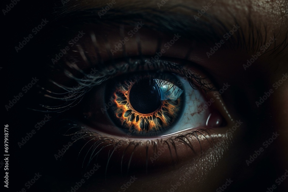 scary eye in the dark. Generative AI