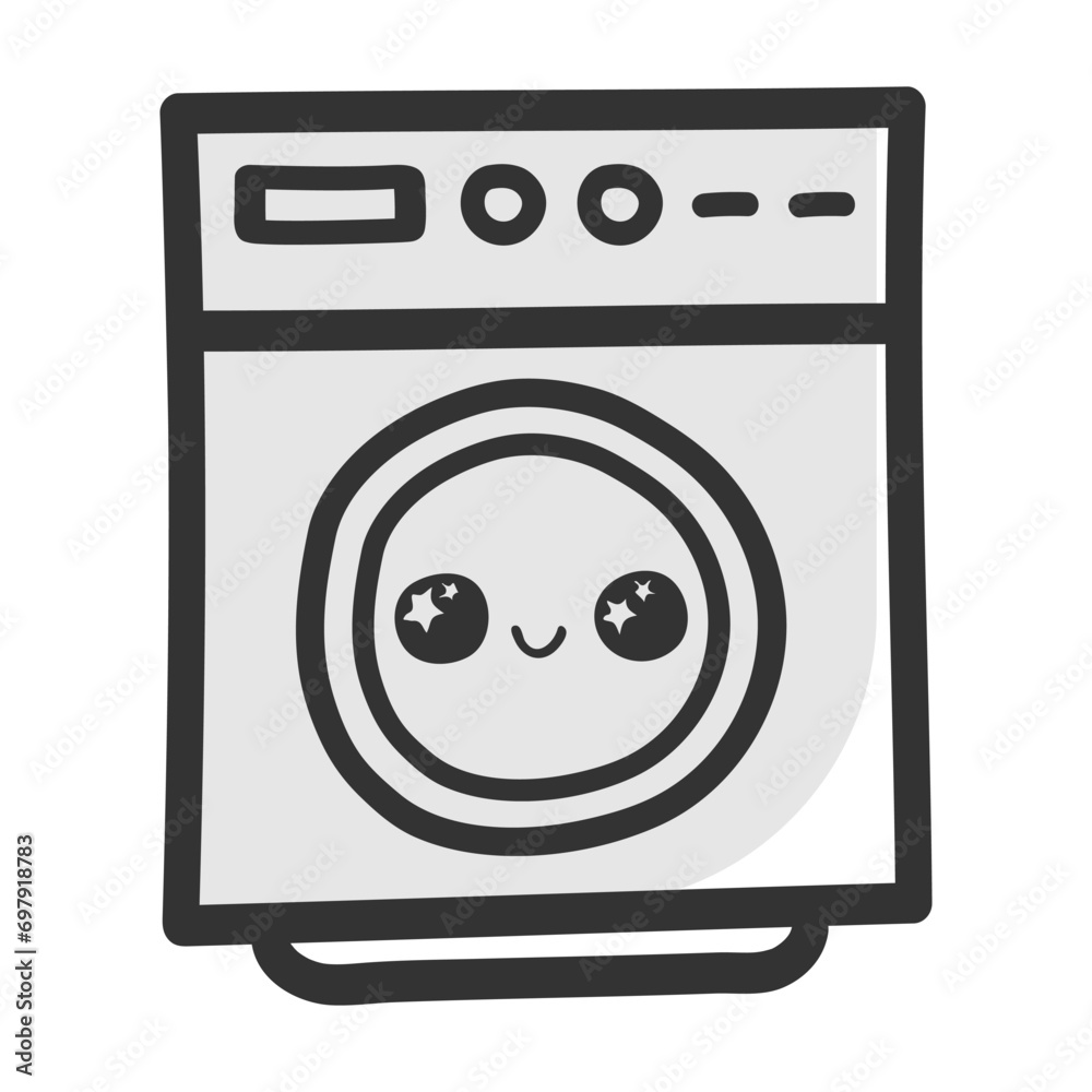 hand drawn washing machine single sticker with various expressions hand drawn washing machine single sticker with various expressions